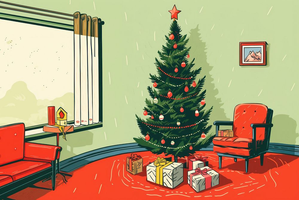 Christmas room tree architecture. AI generated Image by rawpixel.