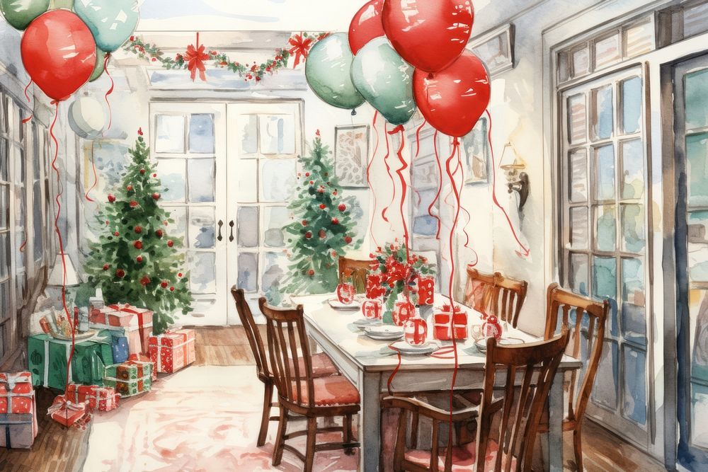Christmas-themed party christmas architecture furniture. AI generated Image by rawpixel.