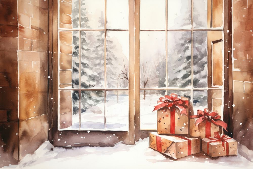 Christmas window christmas present. AI generated Image by rawpixel.