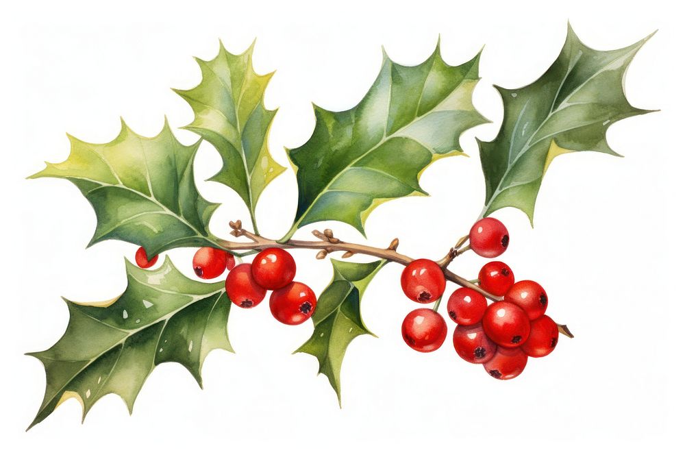 Holly branch tradition plant leaf. AI generated Image by rawpixel.