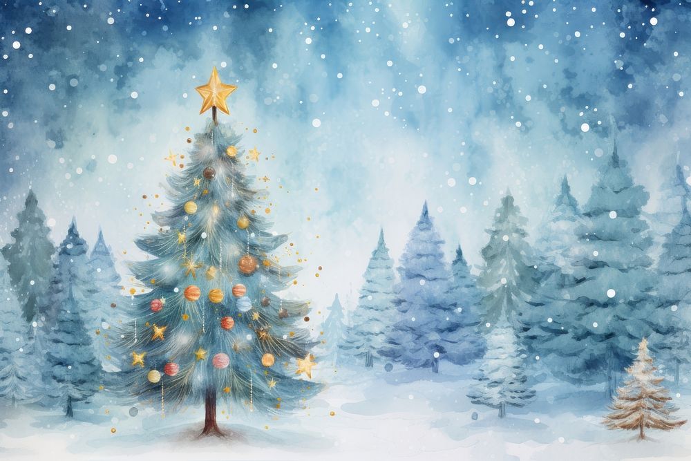 Winter background christmas tree backgrounds. AI generated Image by rawpixel.
