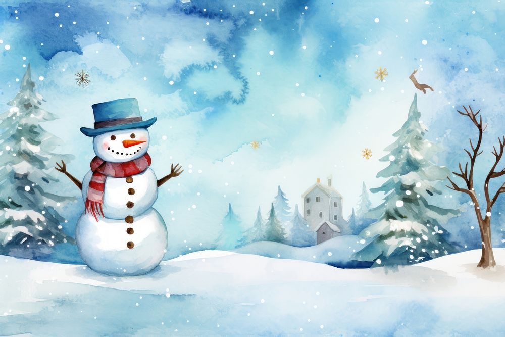 Winter background snowman outdoors nature. AI generated Image by rawpixel.