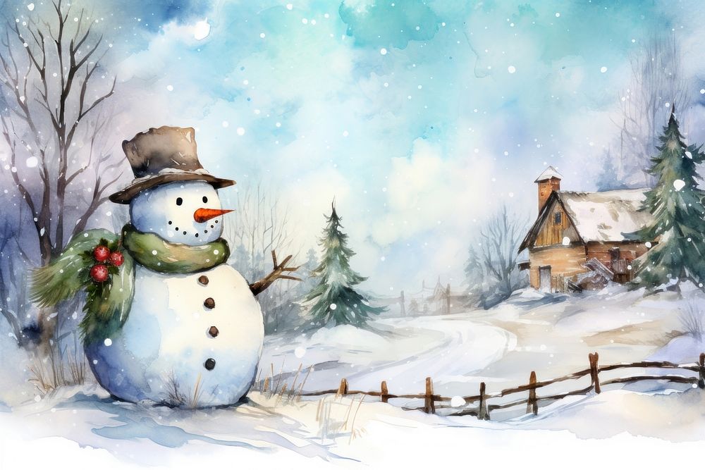 Winter background snowman outdoors nature. AI generated Image by rawpixel.