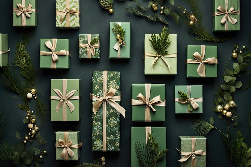 Gift boxes green celebration backgrounds. AI generated Image by rawpixel.