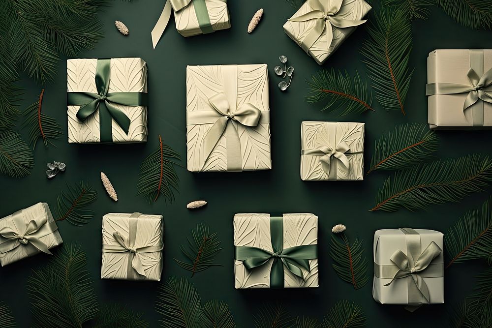 Gift boxes green celebration accessories. AI generated Image by rawpixel.