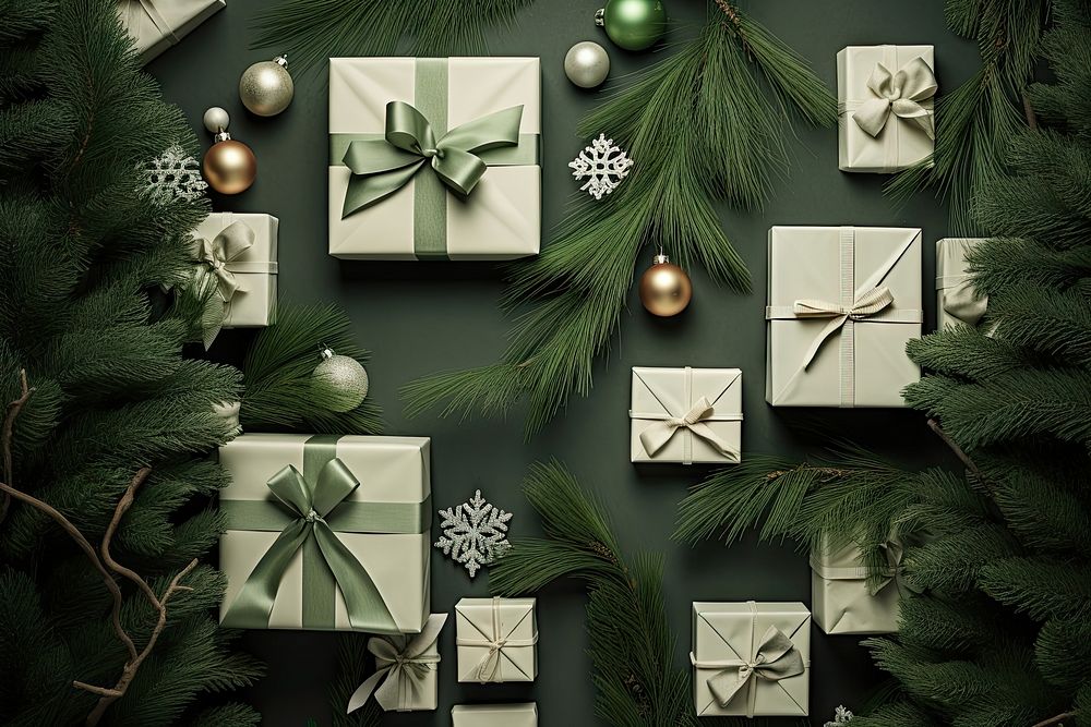 Gift boxes christmas green celebration. AI generated Image by rawpixel.