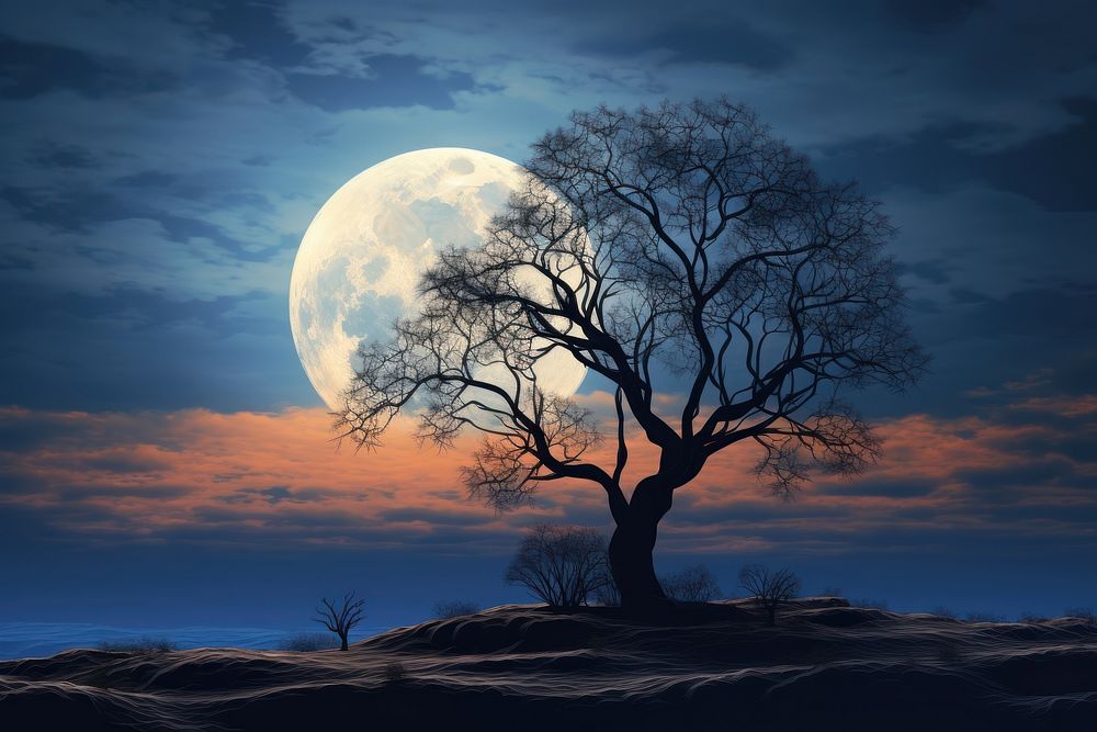 Moon tree astronomy outdoors. AI generated Image by rawpixel.
