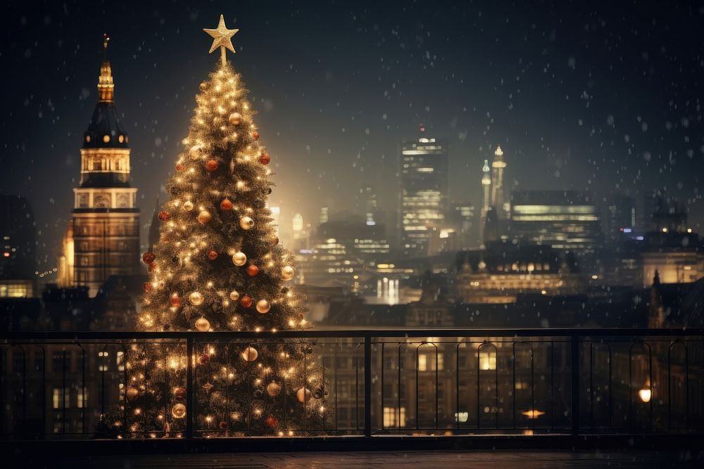 Christmas city architecture cityscape. AI generated Image by rawpixel.