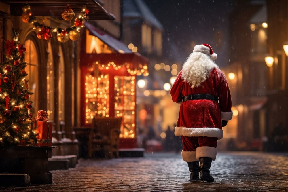 Christmas night architecture santa claus. AI generated Image by rawpixel.