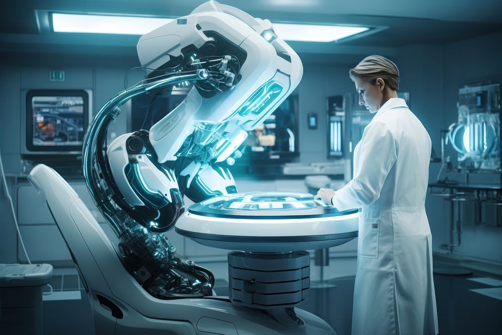 Hospital technology standing adult. AI generated Image by rawpixel.