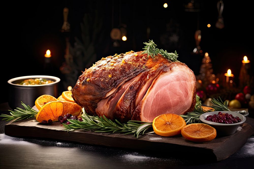 Roasted holiday meat food. AI generated Image by rawpixel.