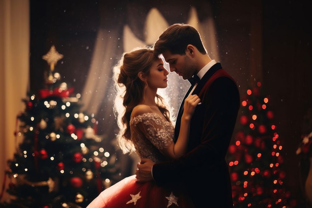 A christmas wedding couple photography happiness adult. AI generated Image by rawpixel.