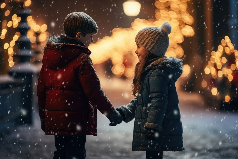 Christmas happiness outdoors romantic. AI generated Image by rawpixel.