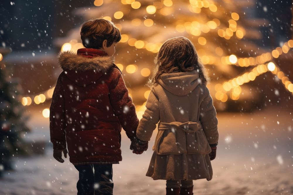 Christmas happiness outdoors snow. AI generated Image by rawpixel.