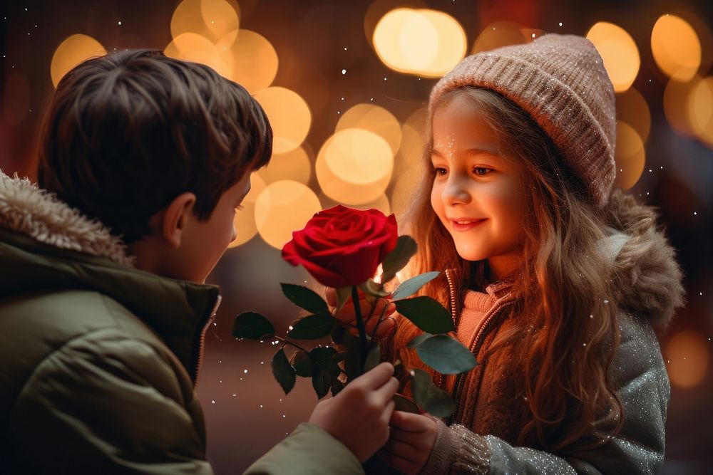 Rose happiness christmas romantic. AI generated Image by rawpixel.