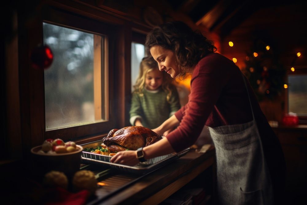 Christmas window oven togetherness. AI generated Image by rawpixel.