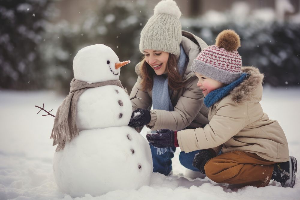 Snowman winter outdoors nature. AI generated Image by rawpixel.