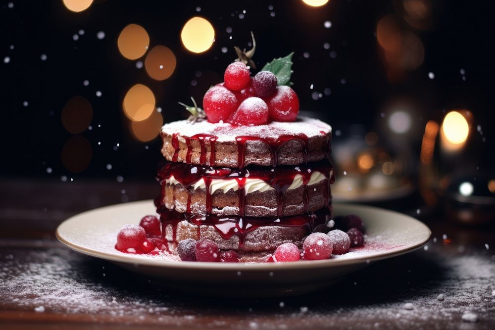 Christmas dessert christmas cream fruit. AI generated Image by rawpixel.