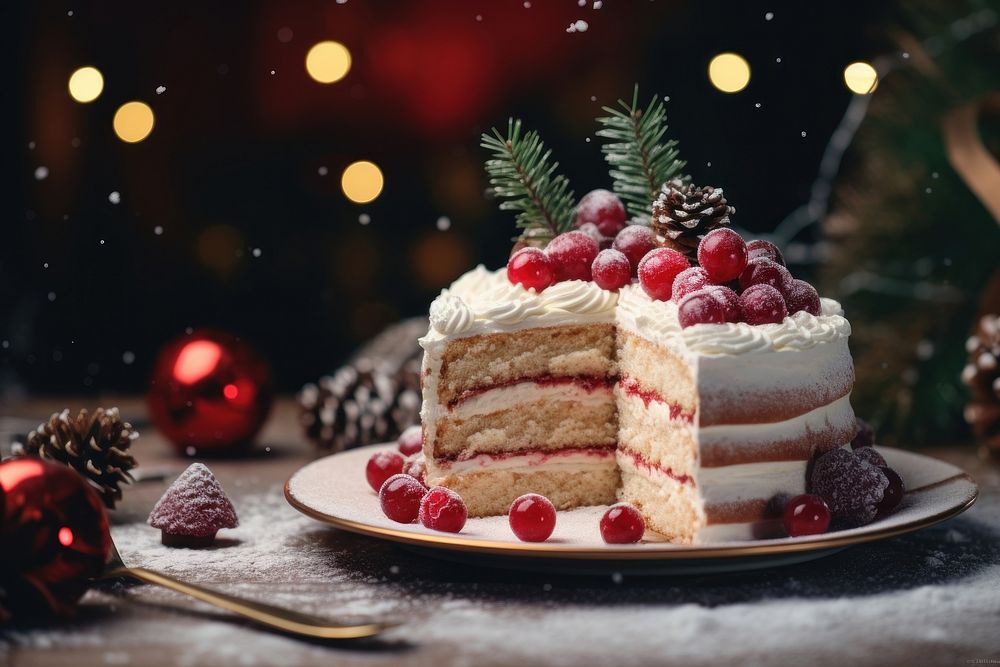 Christmas dessert raspberry christmas fruit. AI generated Image by rawpixel.