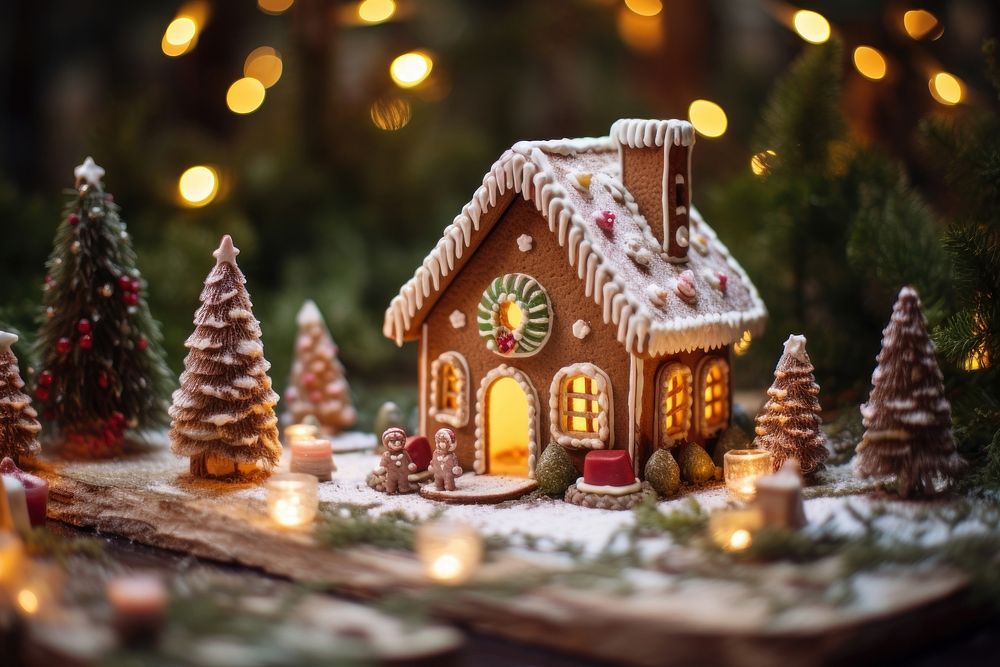 A gingerbread house christmas decoration tradition. AI generated Image by rawpixel.