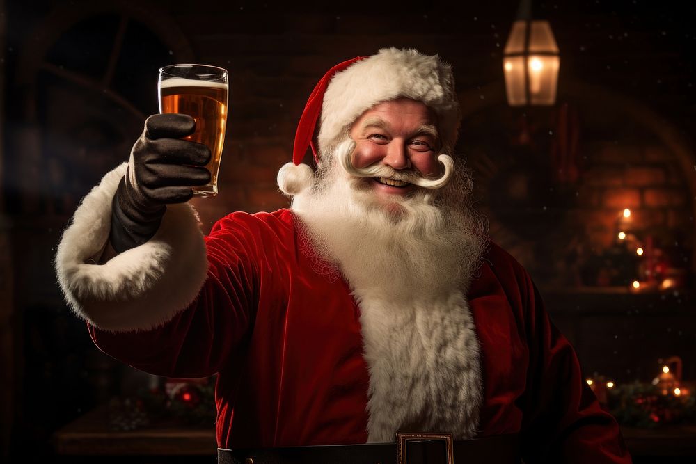 Christmas adult beer santa claus. AI generated Image by rawpixel.