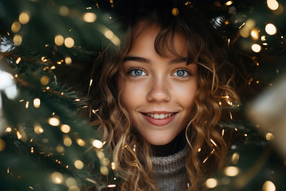 Portrait photography christmas smile. AI generated Image by rawpixel.