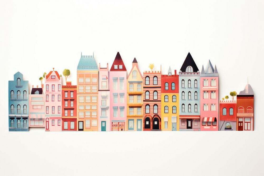 Downtown paper Flat architecture. AI generated Image by rawpixel.