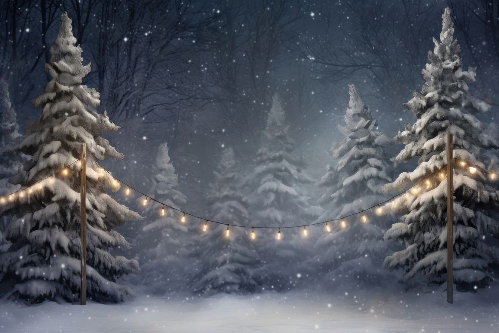 A beautiful wintry Christmas landscape christmas tree snow. AI generated Image by rawpixel.