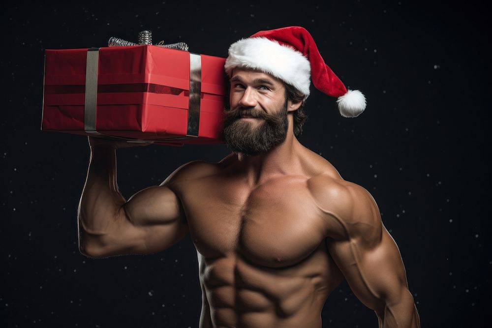 Young muscular Santa Claus christmas portrait adult. AI generated Image by rawpixel.