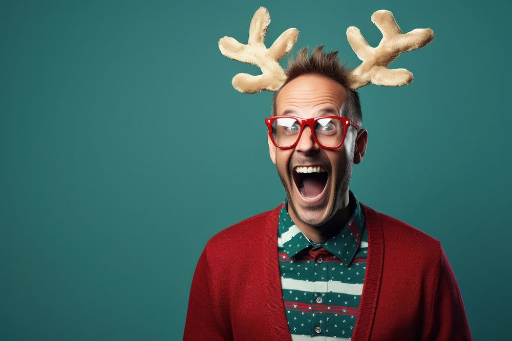 Reindeer shouting laughing adult. AI generated Image by rawpixel.