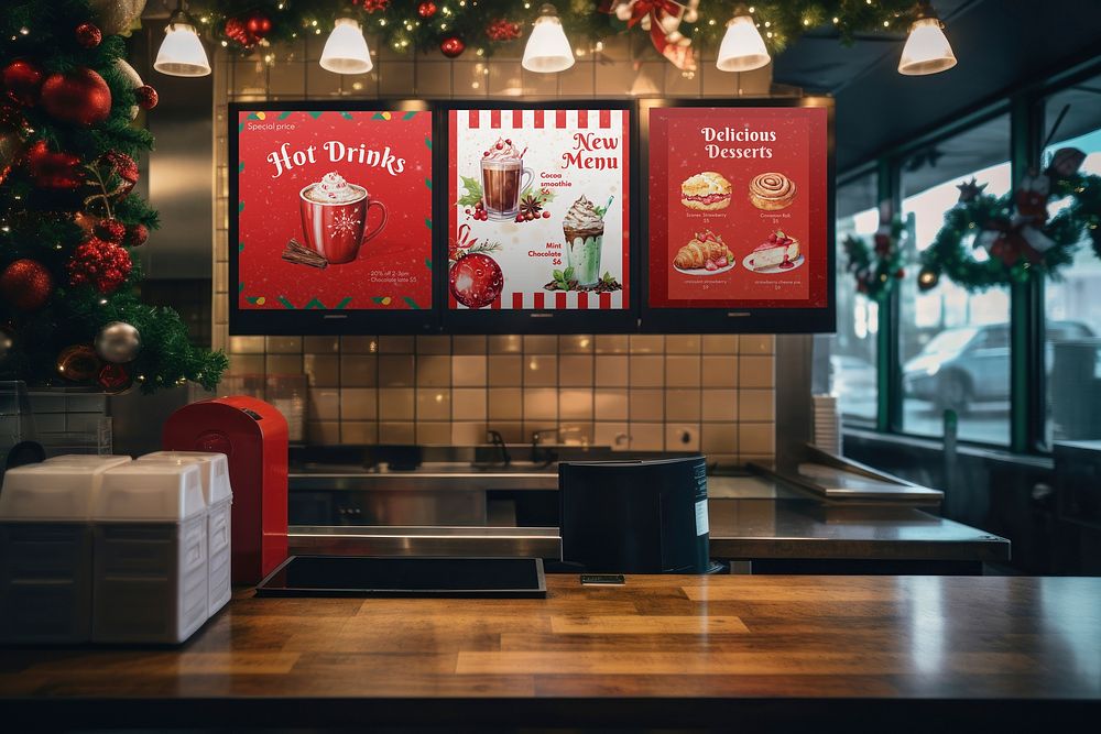 Cafe menu sign mockup psd