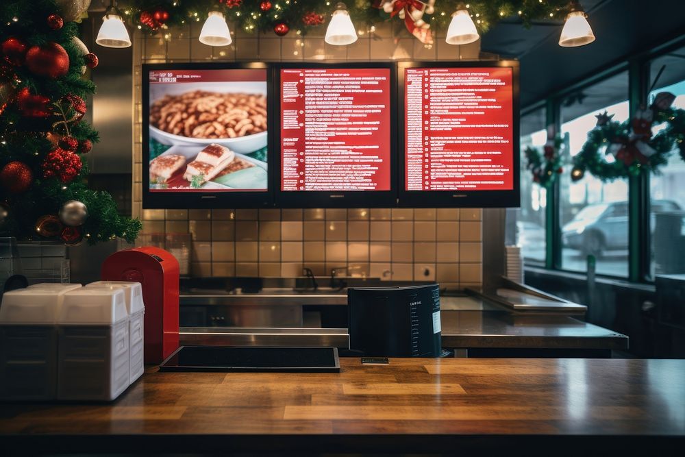 Digital menu screen restaurant food fast food restaurant. AI generated Image by rawpixel.