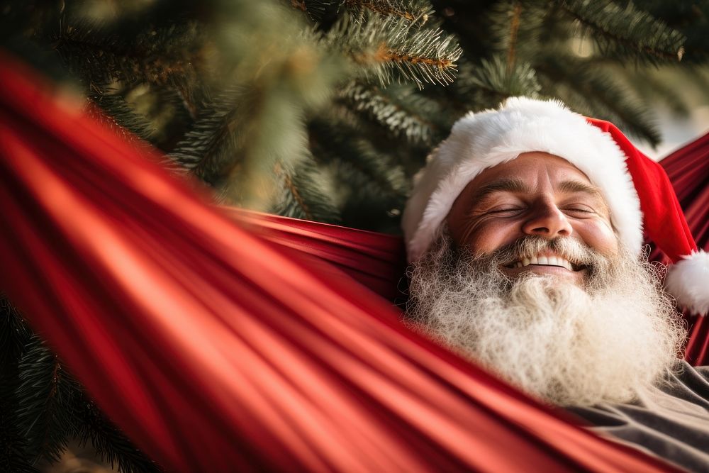 Christmas hammock adult santa claus. AI generated Image by rawpixel.