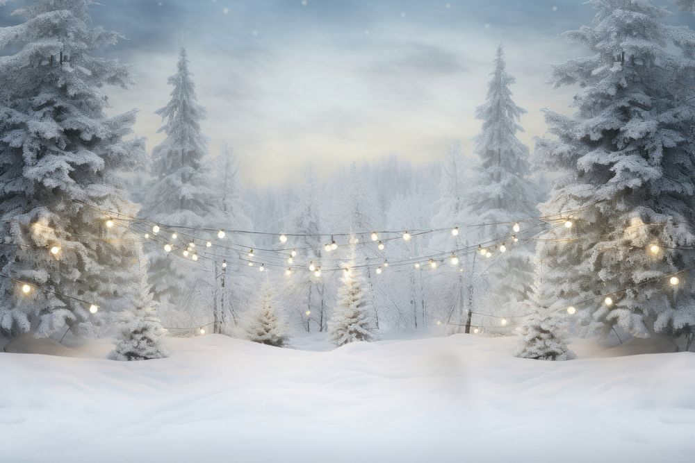 An idyllic wintery Christmas scene tree snow land. 