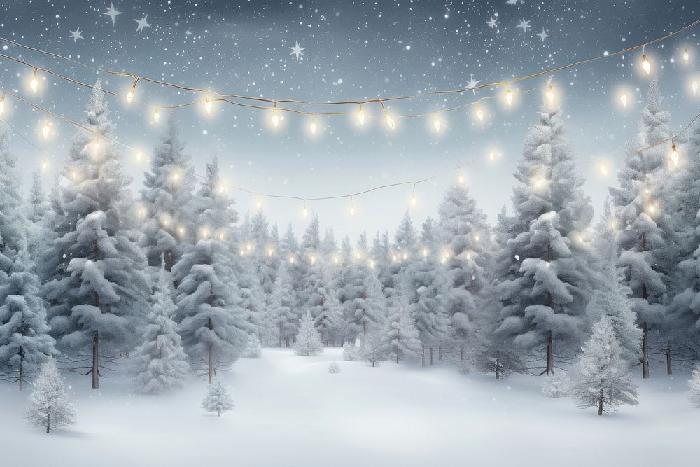An idyllic wintery Christmas scene tree snow land. 