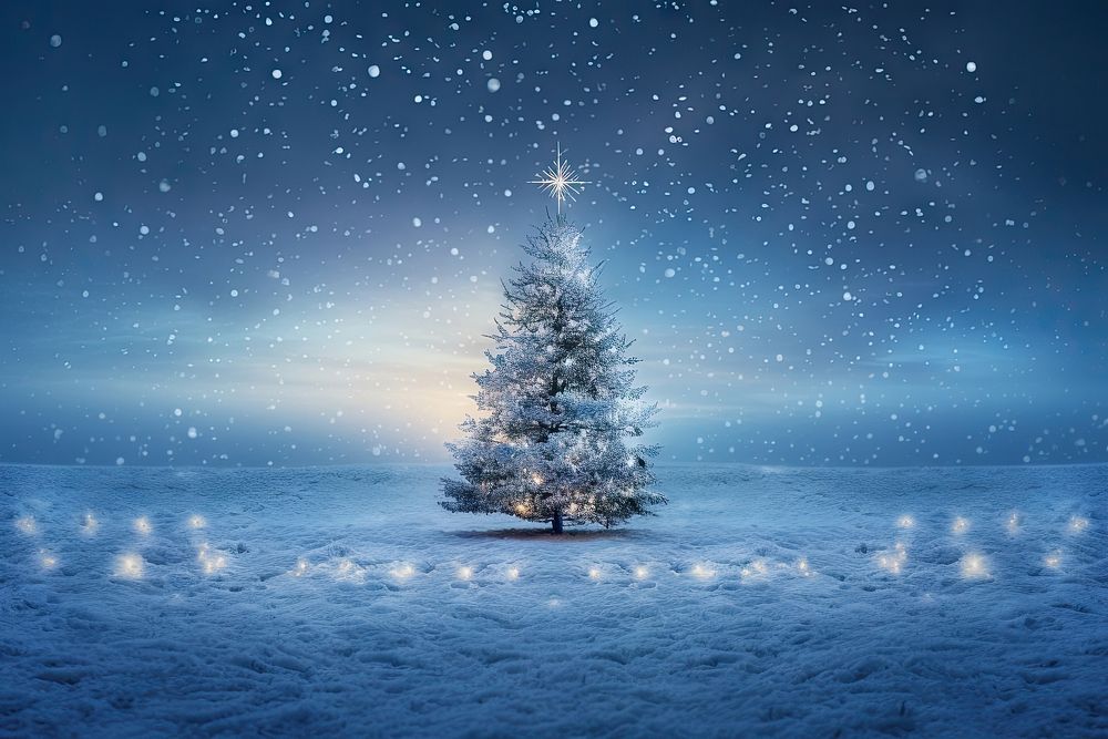 Christmas nature tree snow. AI generated Image by rawpixel.