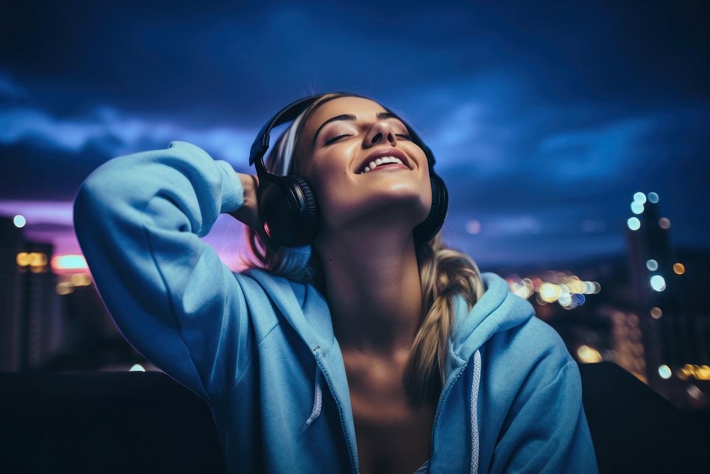 Headphones music adult night. AI generated Image by rawpixel.