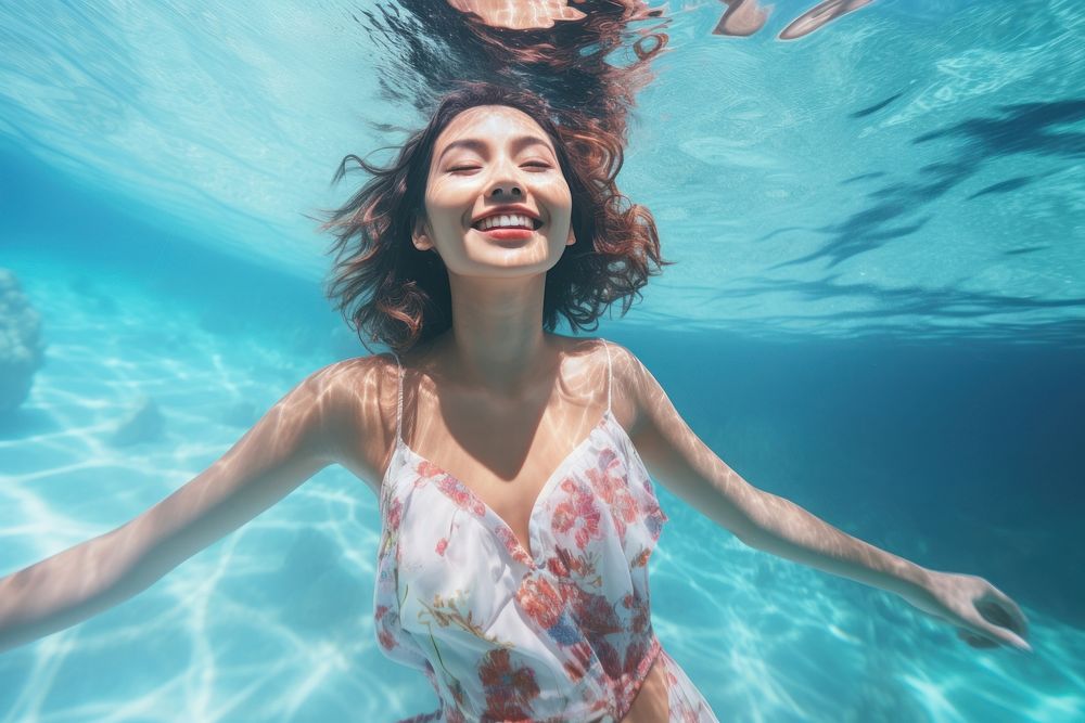 Swimming floating portrait vacation. AI generated Image by rawpixel.