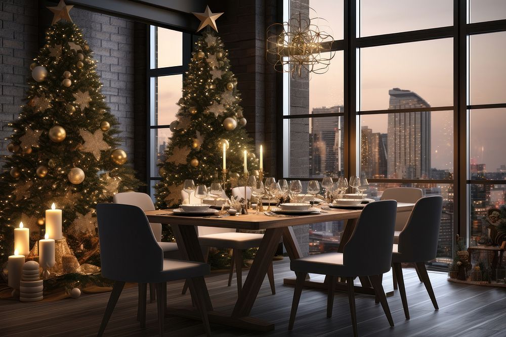 Christmas table architecture decoration. AI generated Image by rawpixel.