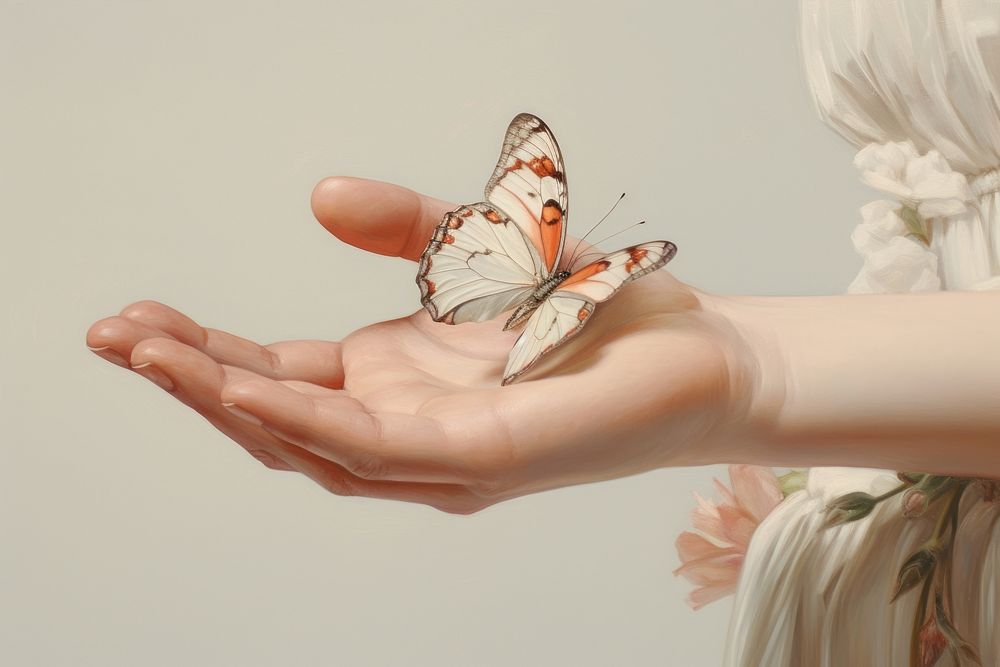 Butterfly hand holding animal. AI generated Image by rawpixel.
