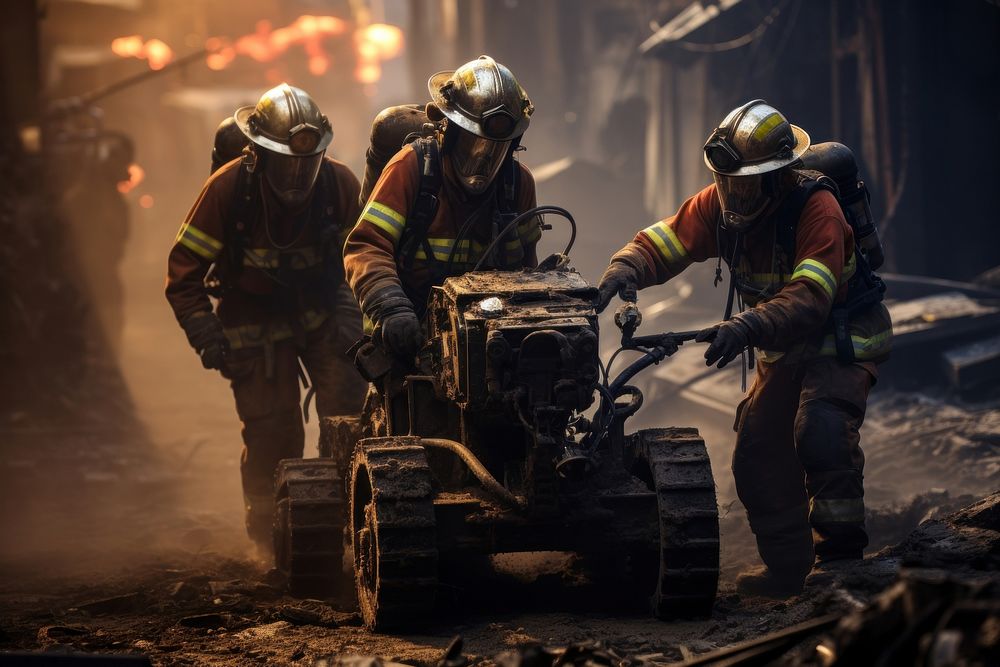 Fire firefighter rescue extinguishing. AI generated Image by rawpixel.