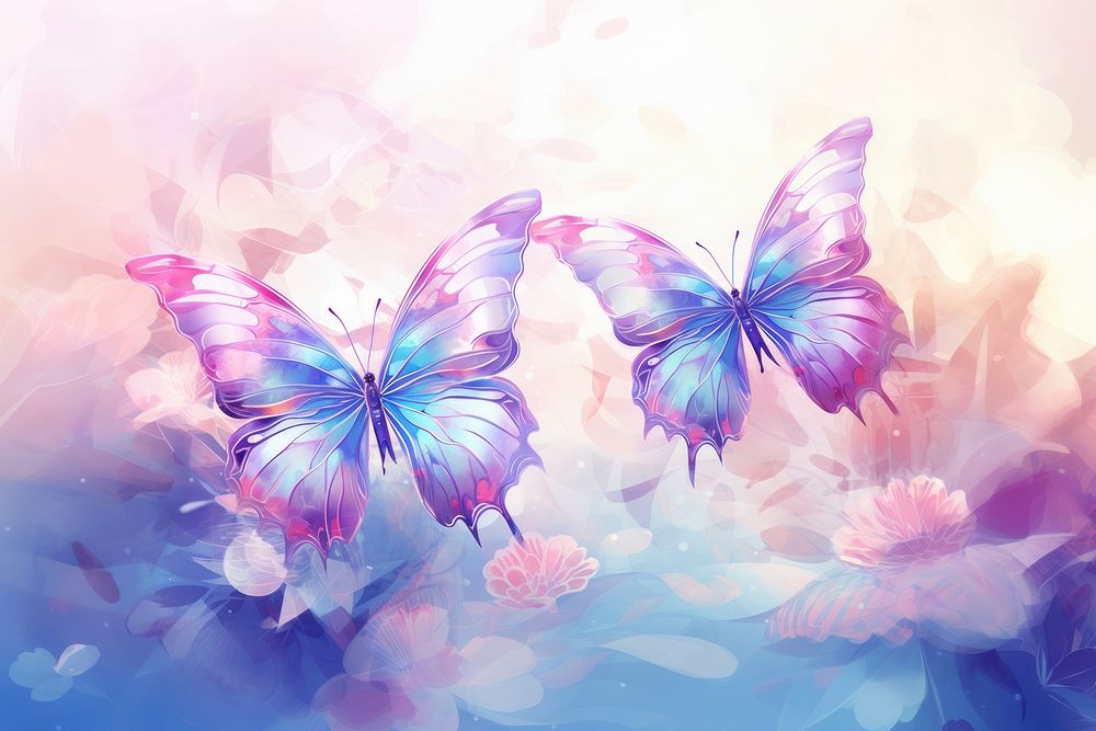 Flying butterflies outdoors pattern purple. AI generated Image by rawpixel.
