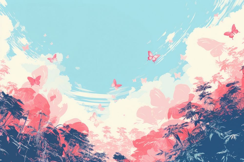 Flying butterflies backgrounds outdoors pattern. AI generated Image by rawpixel.