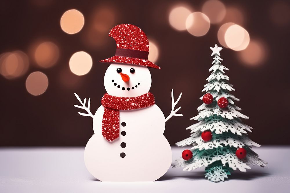 Christmas card snowman winter representation. AI generated Image by rawpixel.