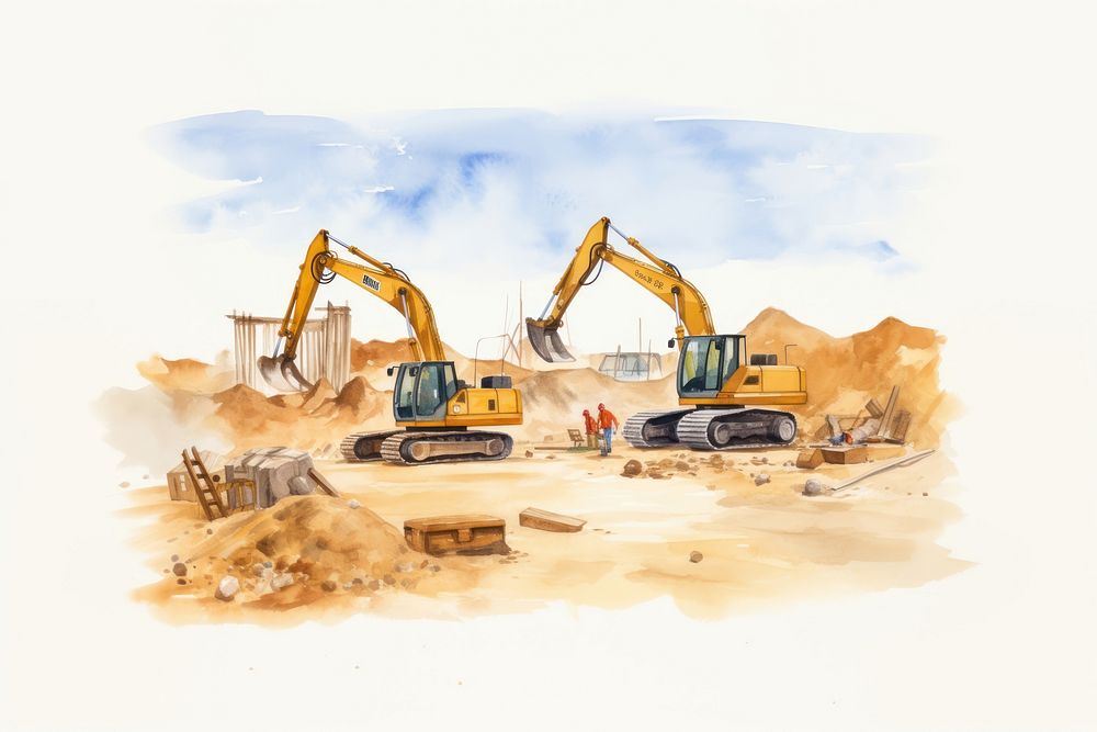 Construction site  development machinery. AI generated Image by rawpixel.