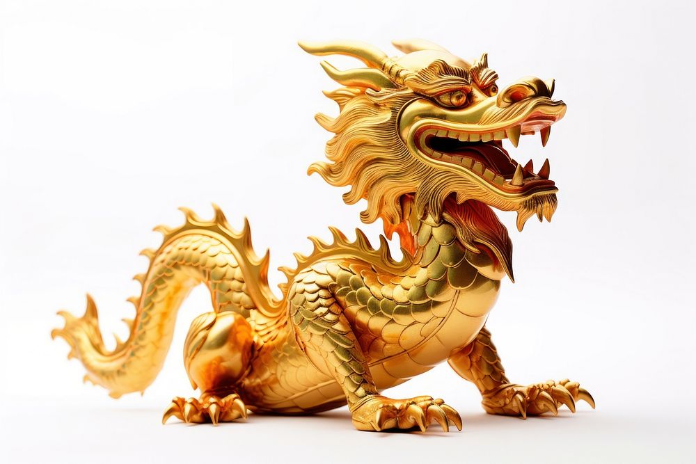 Chinese Dragon dragon animal gold. AI generated Image by rawpixel.