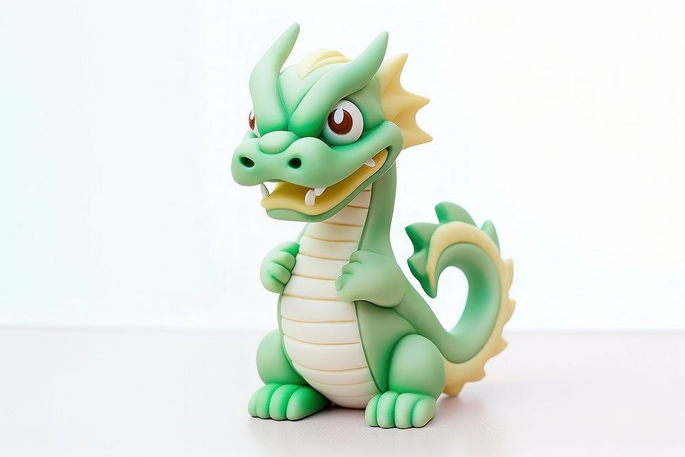 Polymer clay Chinese Dragon dragon figurine green. AI generated Image by rawpixel.