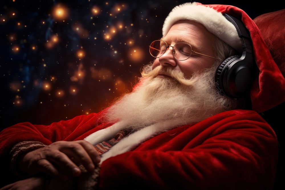Headphones christmas illuminated listening. AI generated Image by rawpixel.