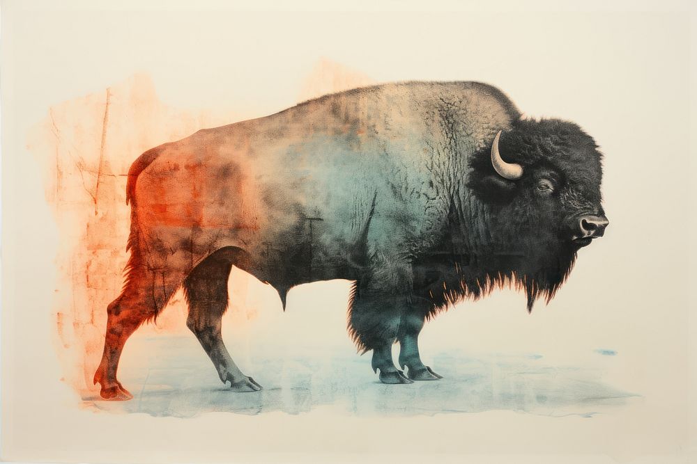 Bison livestock wildlife animal. AI generated Image by rawpixel.