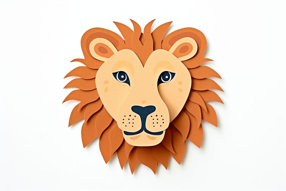 Lion paper Flat portrait. AI generated Image by rawpixel.